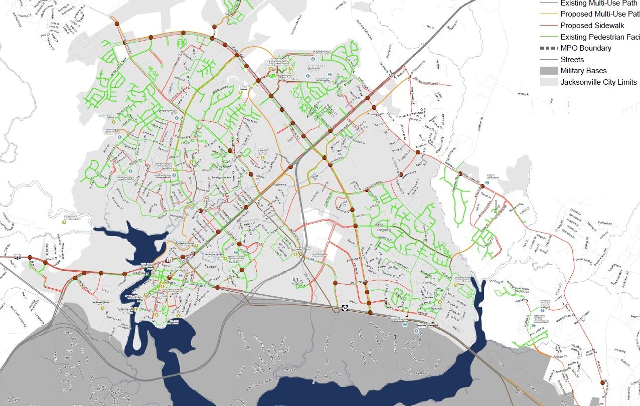 Jacksonville Sidewalk and Multi-Use Network Map